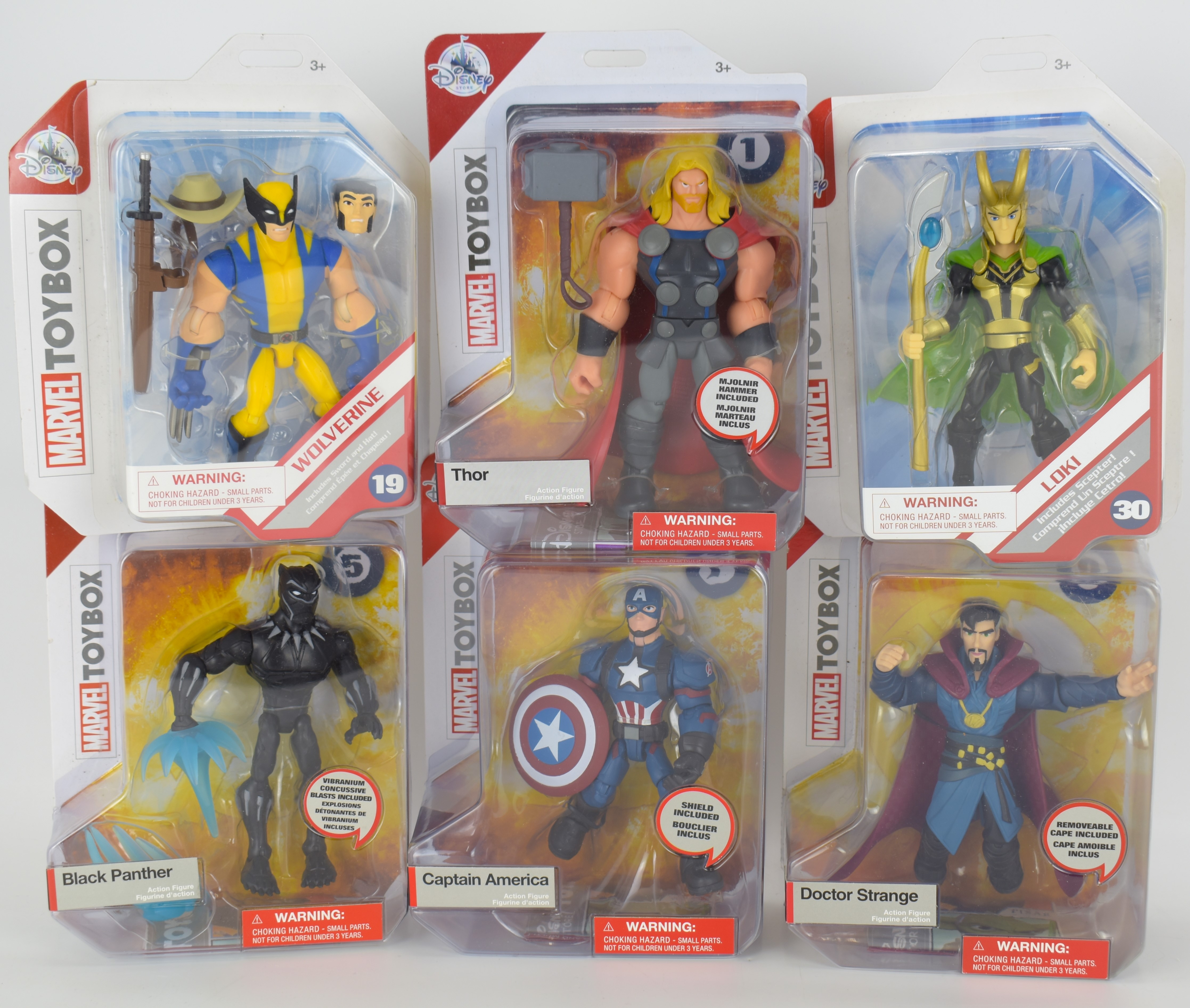 Lot 222 - DISNEY, MARVEL; six Marvel toybox figures,