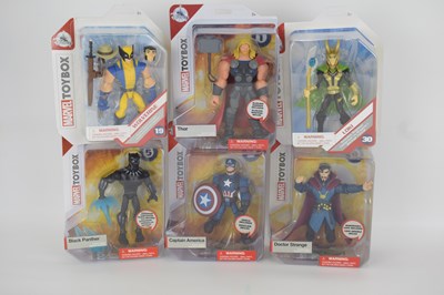 Lot 222 - DISNEY, MARVEL; six Marvel toybox figures,...