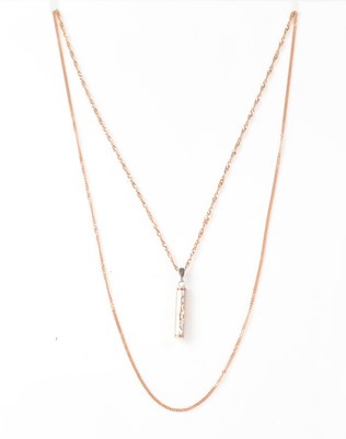 Lot 1093 - Two 9ct rose gold fine link chains, one with...