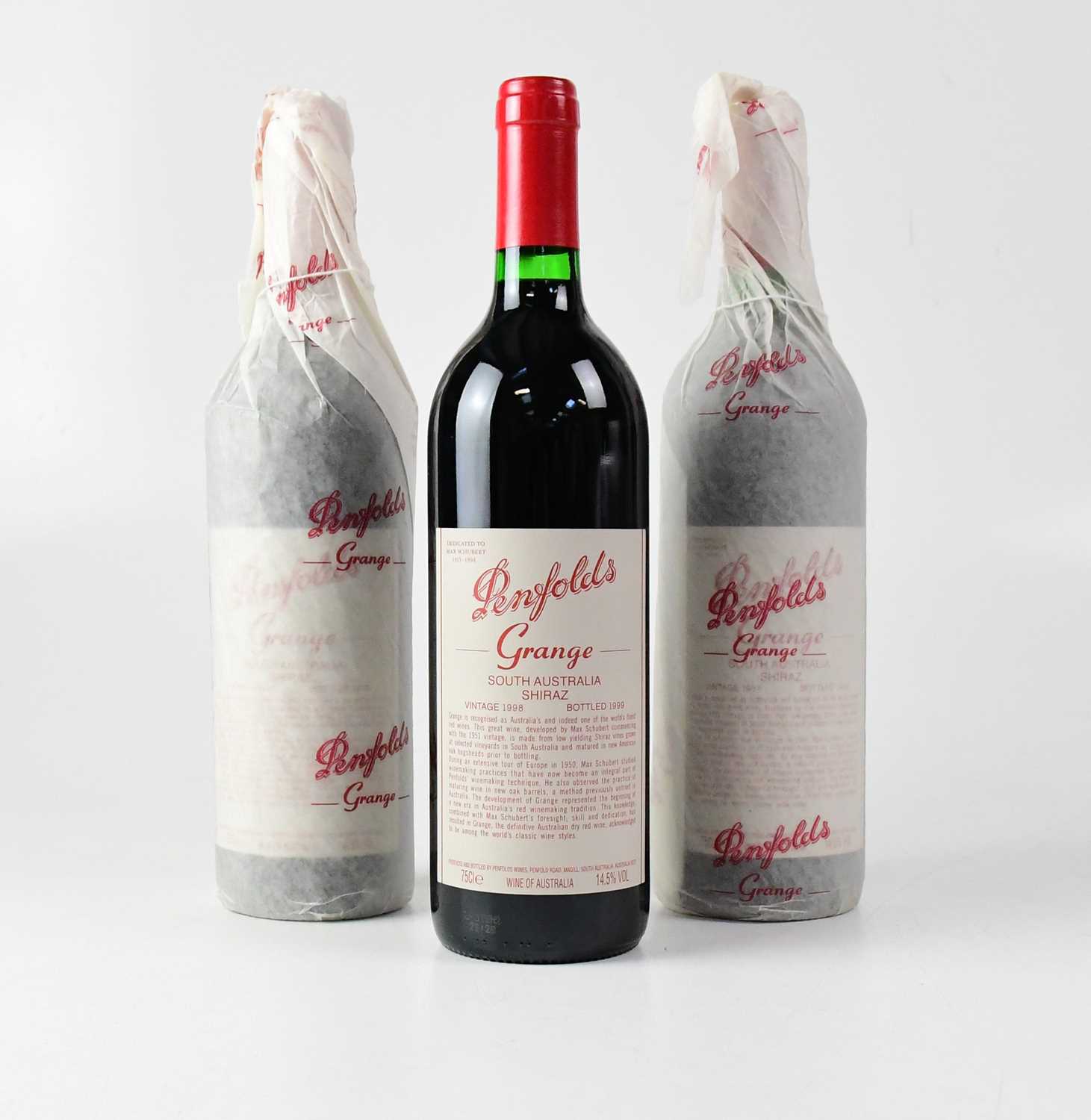 Lot 186 - RED WINE; three bottles of Penfolds Grange...