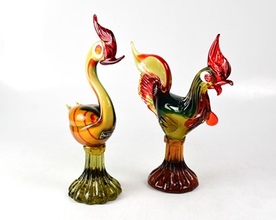 Lot 634 - Two Murano style glass birds, by The Venetian...