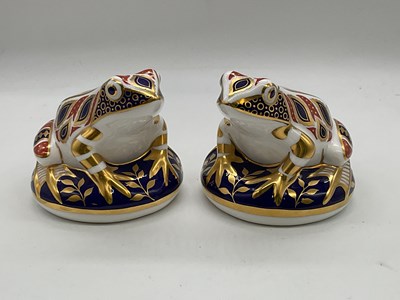 Lot 228 - Royal Crown Derby pair of frog paperweights