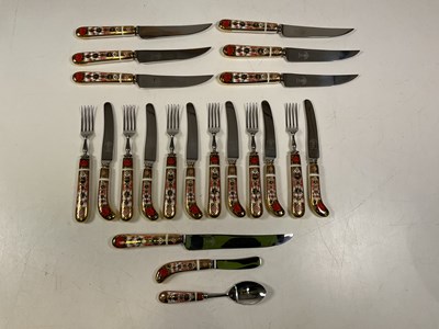 Lot 214 - Royal Crown Derby eighteen pieces of cutlery.