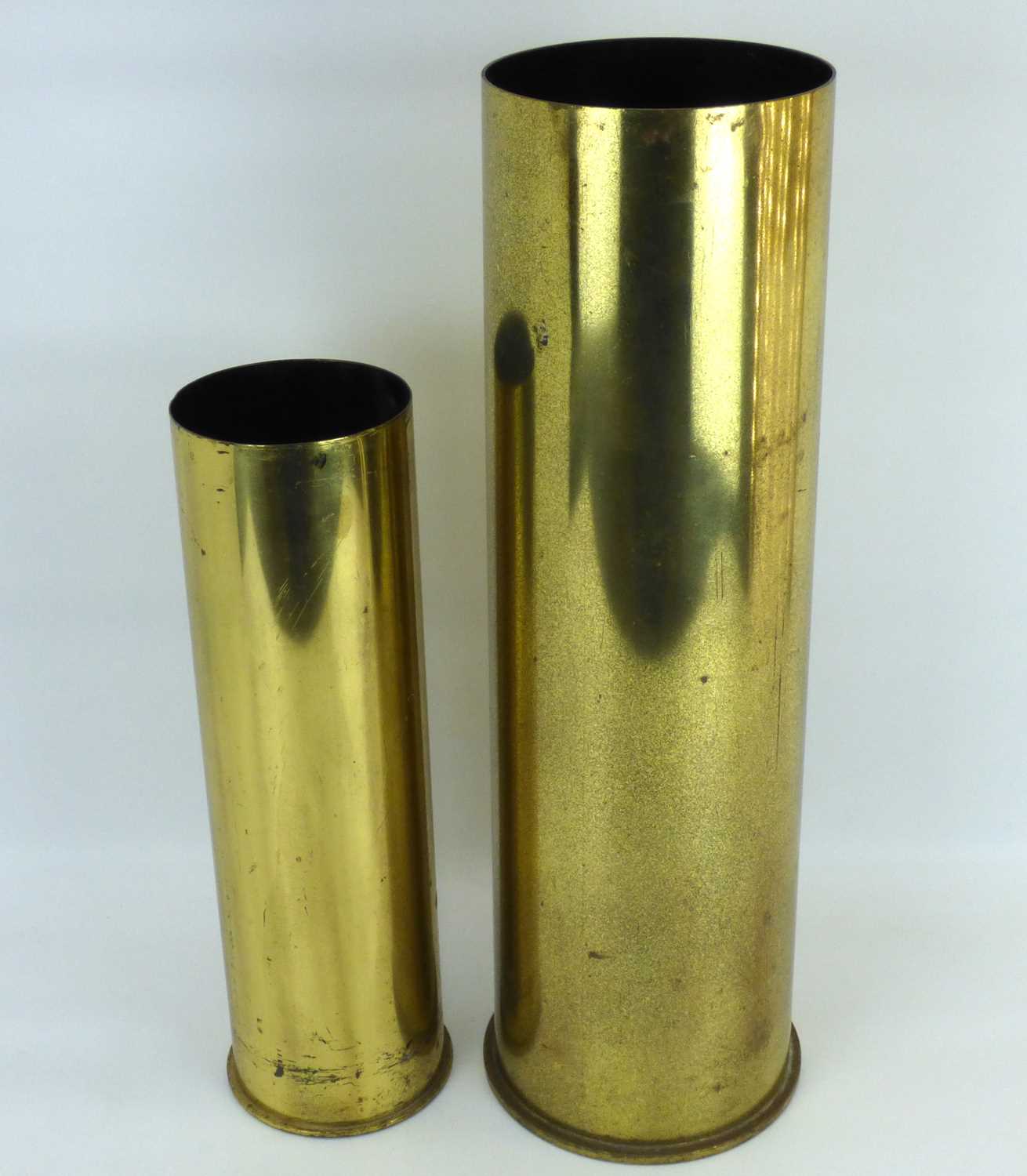 Lot 391 - Two brass artillery shell cases