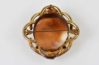 Lot 623 - A large Victorian yellow metal framed cameo...