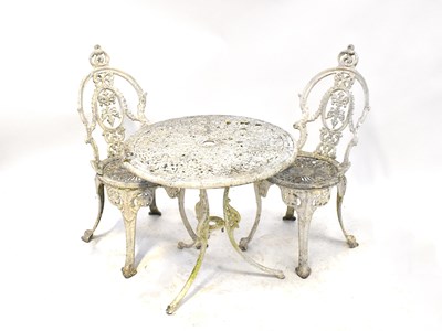 Lot 66 - A white painted cast aluminium garden table,...