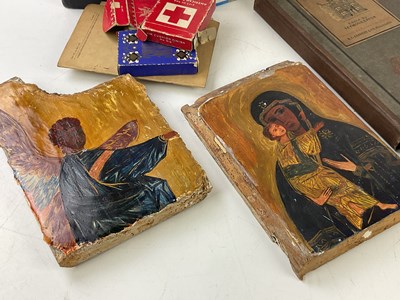 Lot 5047 - Collector's items including two painted panels,...