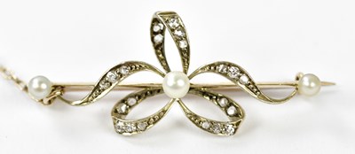 Lot 591 - An Edwardian yellow metal diamond and pearl...