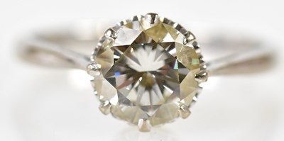 Lot 43 - A white metal diamond solitaire ring, the...