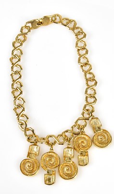 Lot 819 - BALMAIN; a gold effect necklace with five...