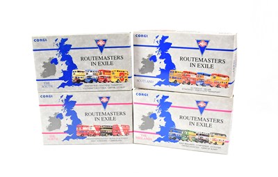 Lot 348 - CORGI; four 'Routemasters in Exile' diecast...