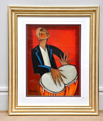 Lot 280 - MARSHA HAMMEL; oil on gesso, 'Samba Drums',...