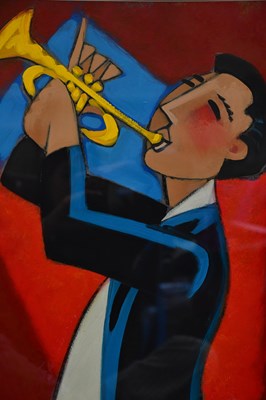 Lot 281 - MARSHA HAMMEL; oil on gesso, 'Samba Trumpet',...