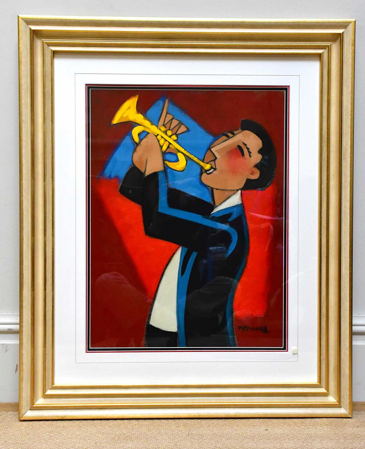 Lot 281 - MARSHA HAMMEL; oil on gesso, 'Samba Trumpet',...