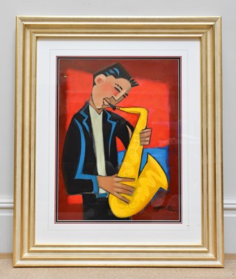 Lot 286 - MARSHA HAMMEL; oil on gesso, 'Samba - Sax',...