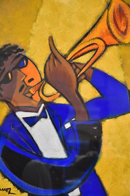Lot 1629 - MARSHA HAMMEL; oil on gesso, 'In The Groove -...