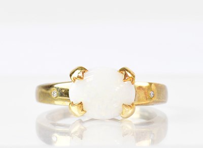 Lot 1022 - A 9ct yellow gold ring claw set with oval...