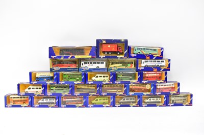 Lot 356 - CORGI; ten diecast model buses from the...