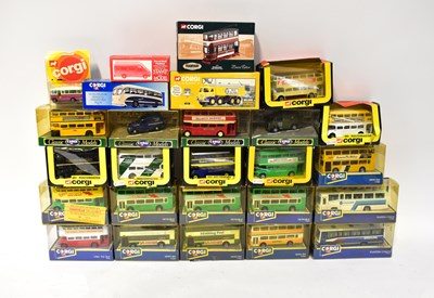 Lot 364 - CORGI; twenty-six diecast model buses and...