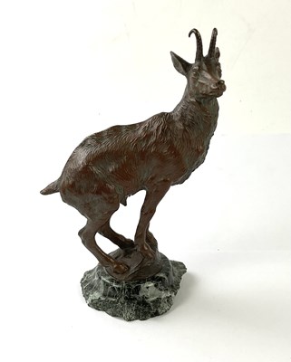 Lot 370 - A late 19th century bronze figure of an ibex,...