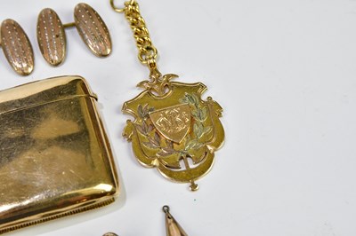 Lot 2 - A 9ct yellow gold vesta case, 25.6g, a pair of...