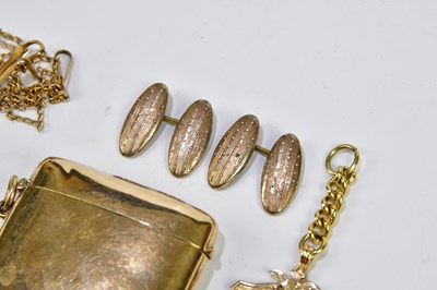 Lot 2 - A 9ct yellow gold vesta case, 25.6g, a pair of...