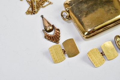 Lot 2 - A 9ct yellow gold vesta case, 25.6g, a pair of...