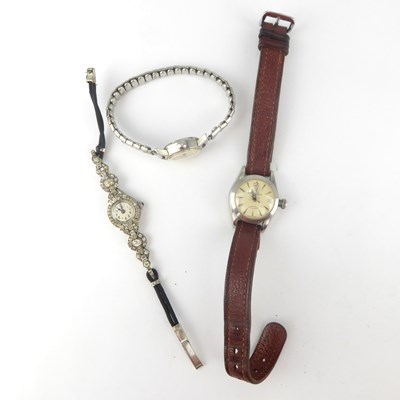 Lot 1188 - Three ladies' vintage wristwatches, comprising...