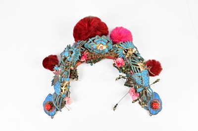 Lot 1242 - A Chinese Peking opera headdress with applied...