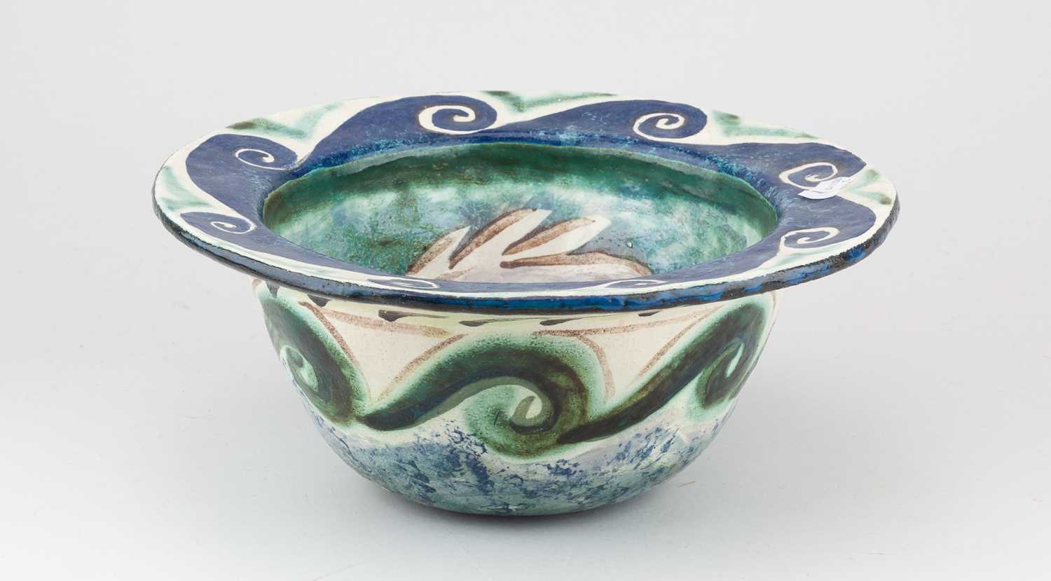 Lot 603 - VICKY WALTON; a large deep earthenware bowl...