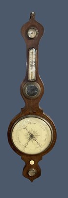 Lot 223 - A 19th century rosewood wheel barometer with...