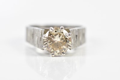 Lot 44 - A white metal diamond solitaire ring, the claw...