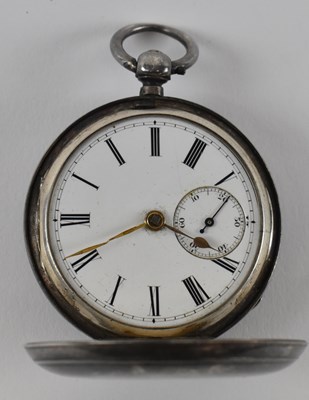 Lot 1028 - A hallmarked silver pocket watch, the enamel...