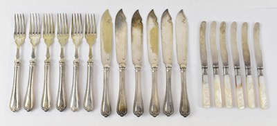 Lot 805 - A set of six hallmarked silver handled forks,...