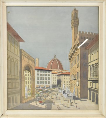 Lot 262 - UNATTRIBUTED; watercolour, 'Market Day in...