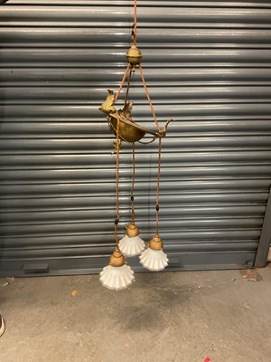 Lot 128 - An early 20th century brass ceiling light,...