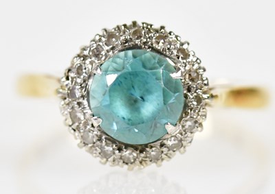 Lot 222 - An 18ct yellow gold blue zircon and diamond...