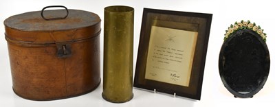 Lot 440 - A WWI Trench Art shell casing engraved with...