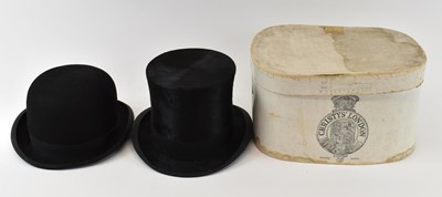 Lot 442 - CHRISTYS' LONDON; a black gentleman's top hat,...