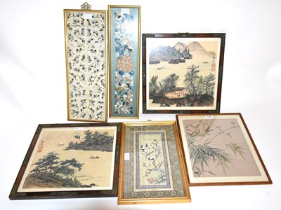 Lot 5300 - Two framed and glazed panels of Chinese floral...