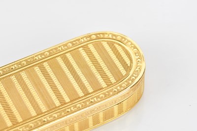 Lot 2034 - A late 18th century gold oval snuff box with...