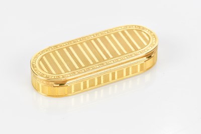Lot 2034 - A late 18th century gold oval snuff box with...