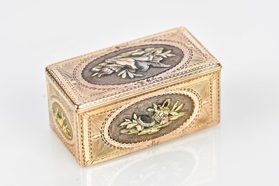 Lot 2039 - A 19th century four colour gold snuff box of...