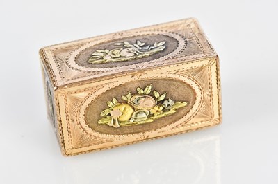 Lot 2039 - A 19th century four colour gold snuff box of...