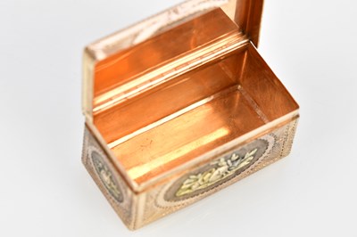 Lot 2039 - A 19th century four colour gold snuff box of...