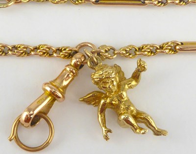 Lot 1070 - A 15ct gold bar and chain link bracelet,...