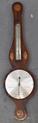 Lot 174 - A 19th century inlaid mahogany wheel barometer.