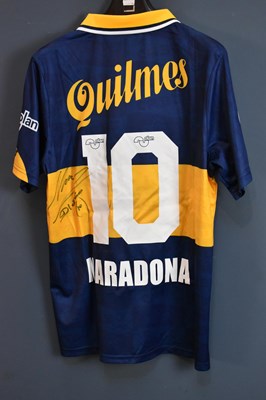 Lot 5242 - DIEGO MARADONA; a signed Boca Jrs Quilmes...