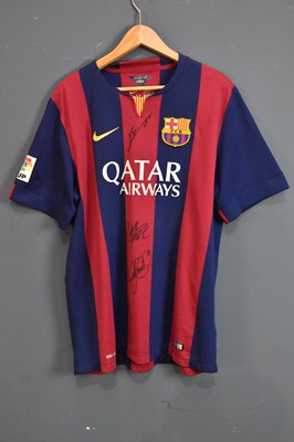 Lot 5217 - BARCELONA; a 2014/15 football shirt, signed to...