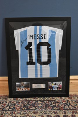 Lot 5221 - LIONEL MESSI; a signed Argentina football...